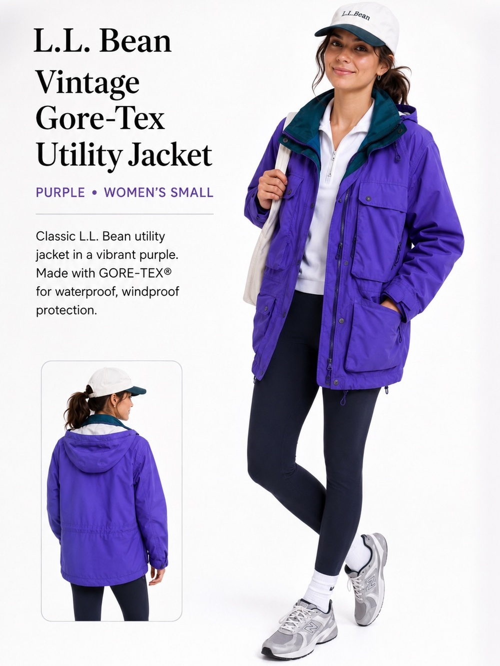 L.L. Bean North Col Vintage Gore-Tex Jacket Purple Gorpcore Hiking Coat Size S